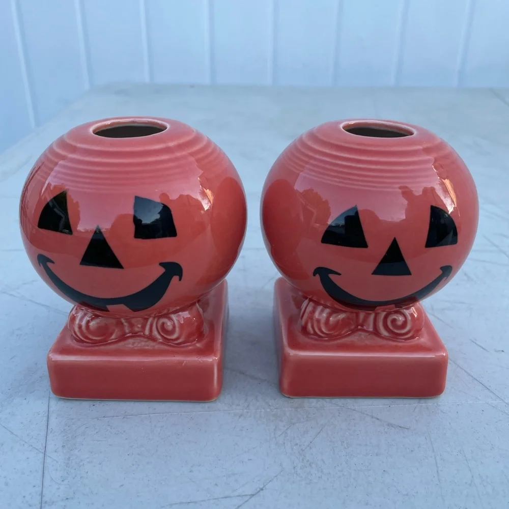 Fiestaware Jack o Lantern candlestick holders - Picture 1 of 5